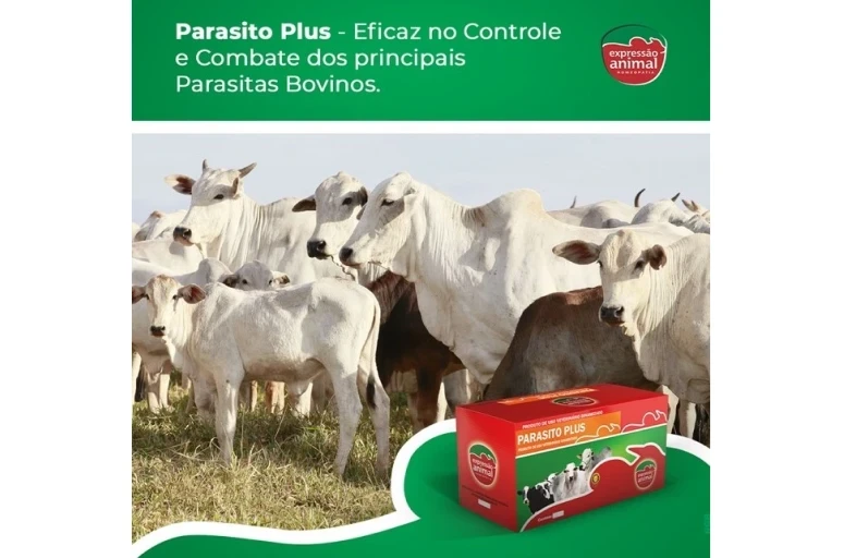 ✔ Parasito Plus: controle de ecto e endoparasita bovino